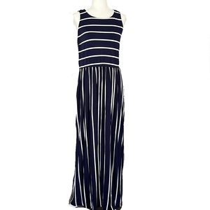 Venus Navy & White Stripe Sleeveless Maxi Dress / XL